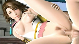 Final Fantasy Hentai 3D Yuna all holes fuck + anal creampie
