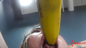 Hot babe turned into monkey for humiliating rough anal sex