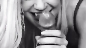 Blowjob in black and white