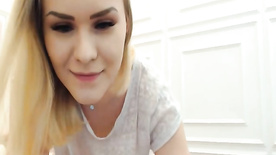 Petite Naughty Blonde Stripping Down On Cam