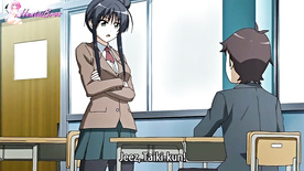 Naughty student giving her pussy to her friend in the anime hentai classroom