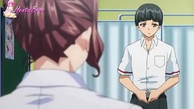 Busty nurse sucking anime patient's cock