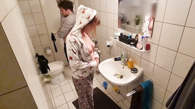 danny mancinni giving her pussy to her cousin in the bathroom