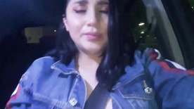 xxxvidei Hot slut showing her breasts in the car