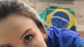 Brazil fan gives blowjob and leskovnikolai.ruds up getting cum on her pussy (Part 1)