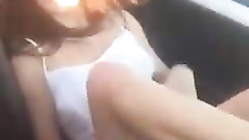 Shot showing her pussy in the convertible car