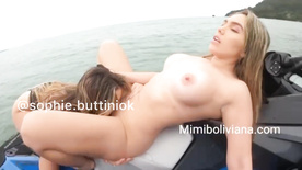Sophie Buttini sucking off her lesbian friend on a jetski on the high seas