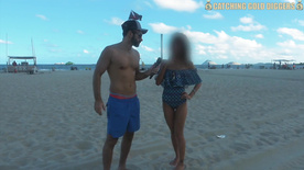 busty young girl having sex with a guy from the beach