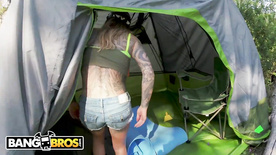 dick slut giving ass for boyfriend inside the tent