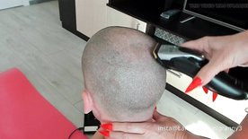 fetish boy cutting hair with his ex-wife slut