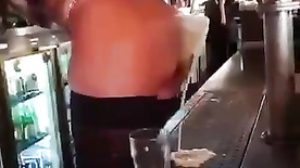 Hottie serving beer with her ass in the best bar in the world