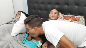 Naughty gay sucking his brother-in-law's giant cock