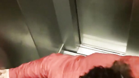 Naughty boy put his three friends to suck in the elevator