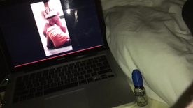 Wanker masturbating while watching amateur porn