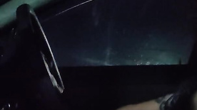 Fat guy with a small hairy dick jerking off in his car
