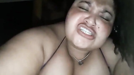 Fat slut screaming with pleasure and pain while taking it in the ass