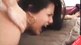 He puts his cock in her ass and she screams