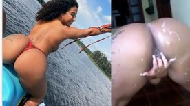 Bombom Rodrigues pelada transando com dotado e exibindo a bunda grande