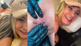 Andressa Urach getting her ass tattooed