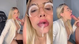 Aline Faria sucking her boyfriend's cock and drinking lots of milk