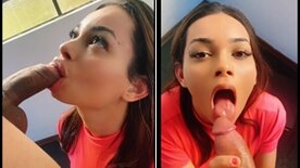 Lariza Goes punhetando o pau do safado e tomando gozada na boca
