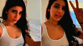 Catarina Paolino mostrando os peitos gostosos na camisa molhada