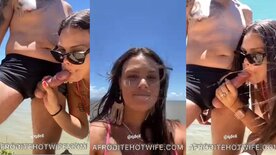Aphrodite Hotwife giving blowjobs on the beach and sucking in public