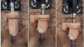 Jaiane Limma fucking her pussy with a sex machine