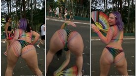 Belle Belinha half naked at the carnival in Ibirapuera Park