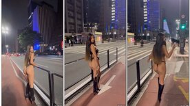 Mariah Kalili showing off her panties on Paulista Avenue