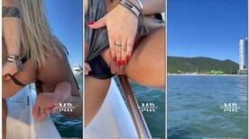 Mari Reis showing her pussy in public on the boat
