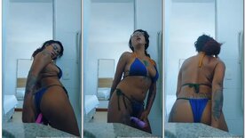 Bruna Santiago masturbating her ass with a dildo