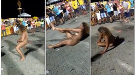 Drunk married woman fights with her husband and shows everything at the carnival