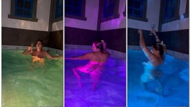Franscine Lorraeny nua com a buceta molhada na piscina