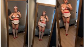 Sexy fat girl dressed as a horny nurse