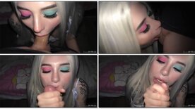 Honey Haze giving blowjobs and getting cum on her face