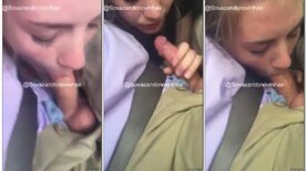 Blonde sucking her stepfather's cock in the car