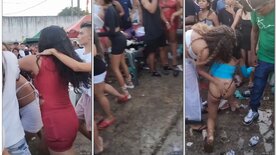 Young girls get naked at a funk dance fighting over a man