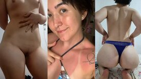 Tanned slut gets naked and plays a tasty siririca
