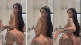 Dj nathi naked in the shower with her fingers in her pussy in hot masturbation