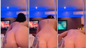 Maria Leite with an anal plug up her ass dancing to funk