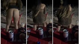 Drunk naked on the beach