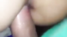 Eating the delicious white girl's ass in anal