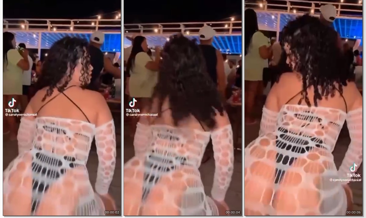 Carolayne rabuda do privacy dançando com vestido transparente e calcinha  socada na bunda no meio da balada