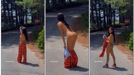 Brenda Trindade showing off naked in public