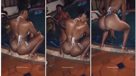 Pool party with hot and naughty black girls