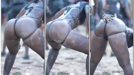 Black woman with a big ass showing off at the festival