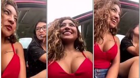 Naughty amateurs showing their pussies in the car