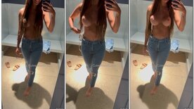 Cute Assa Button naked showing her tits in the fitting room
