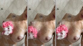 Keron Freese washing her tits in the shower